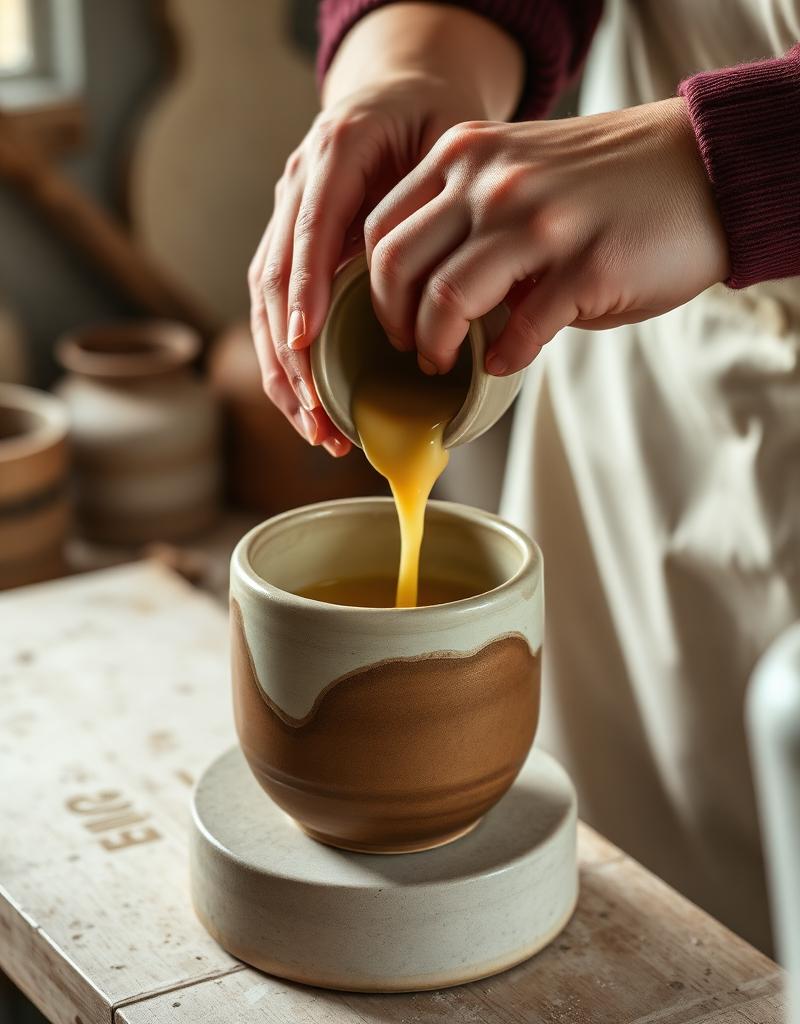 Hand-poured candle in artisan studio